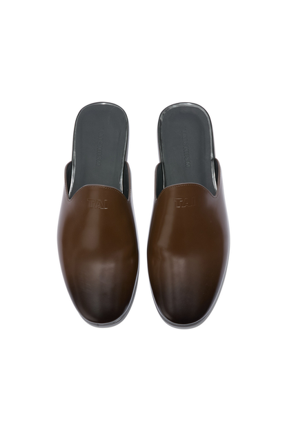 Smoked Leather Mule Clogs