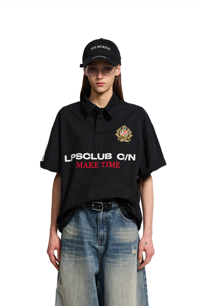 Distressed Embroidered Polo Shirt