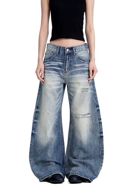 Distressed Baggy Barrel Jeans