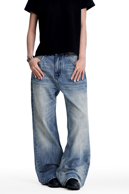 Washed Straight Leg Bootcut Jeans