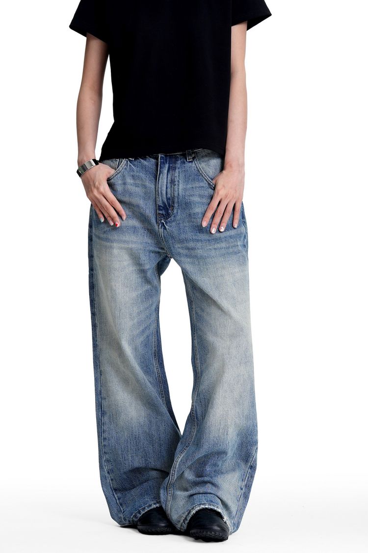 Washed Straight Leg Bootcut Jeans — Trenqor Basics — view 2