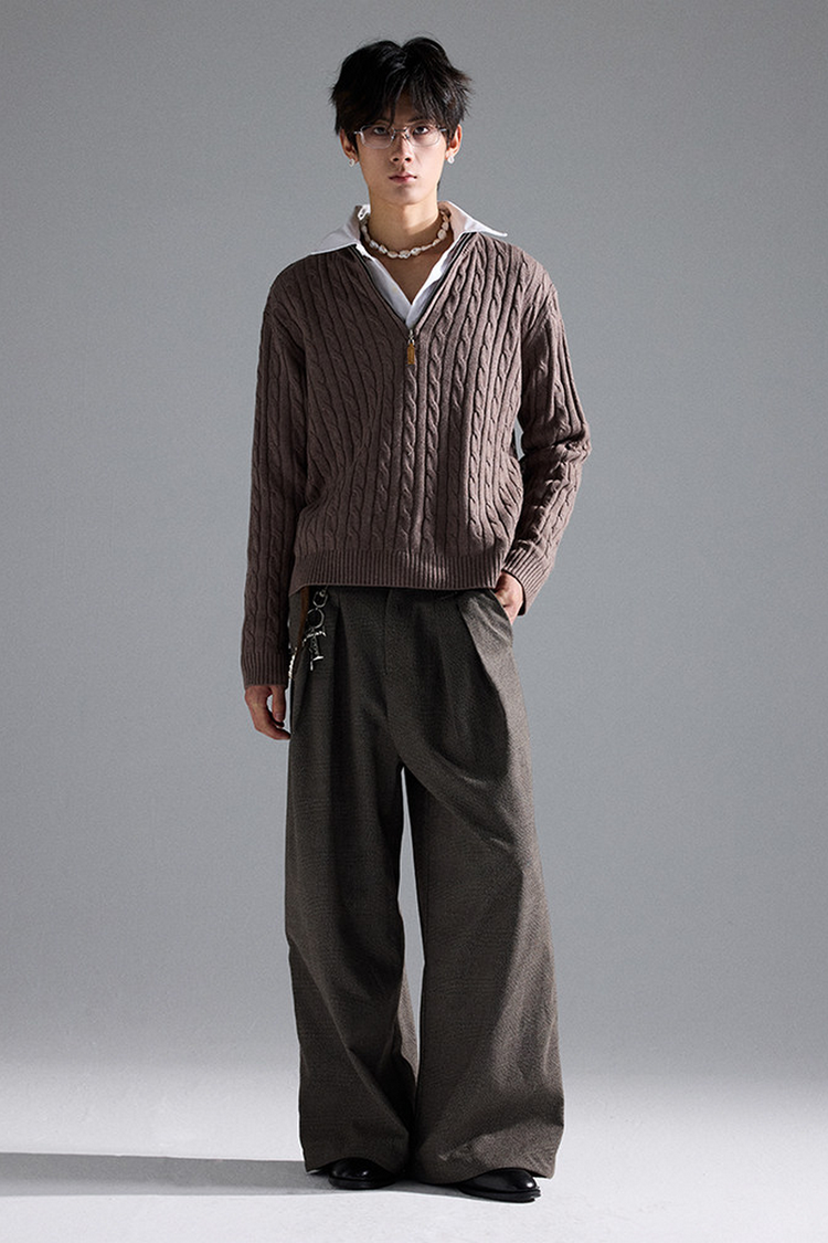 Houndstooth Suede Wide Pants — Taichiism