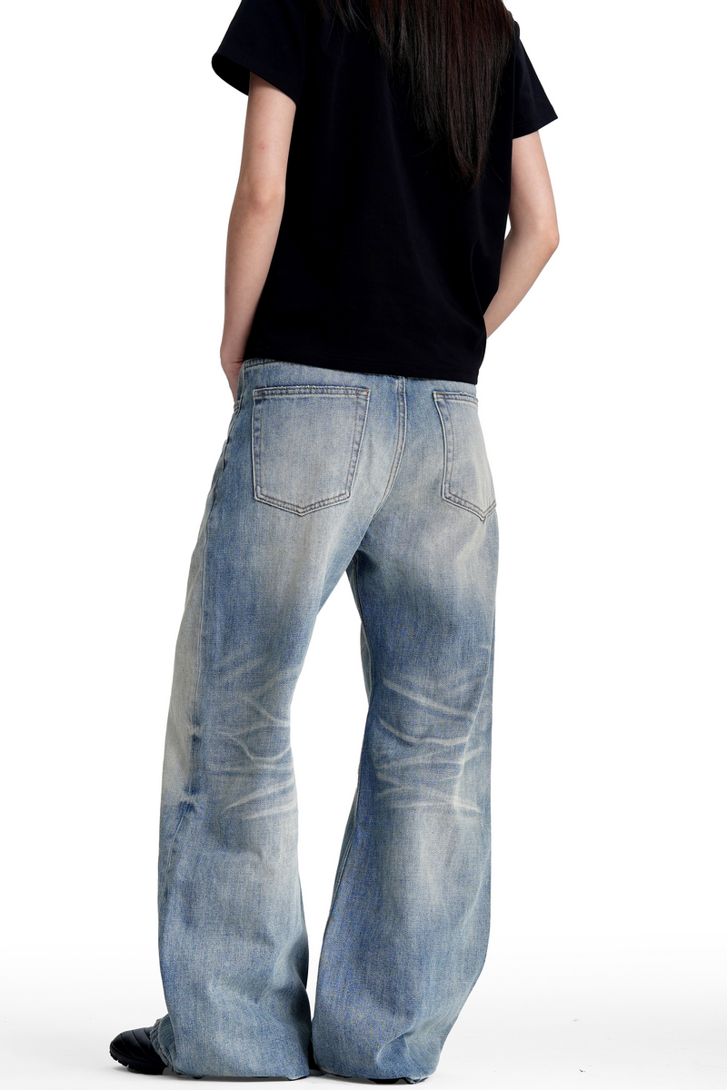 Distressed Bootcut Straight Leg Jeans