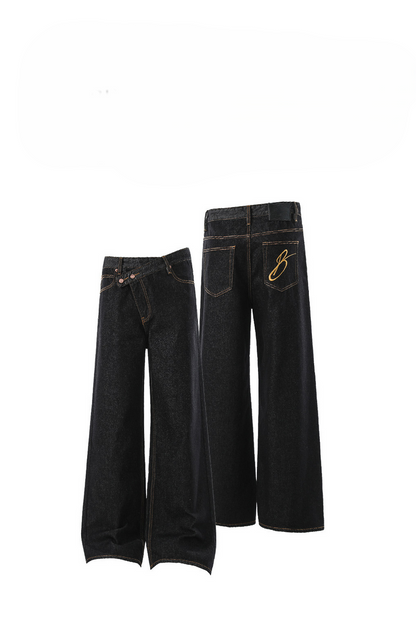 Asymmetric Black Jeans