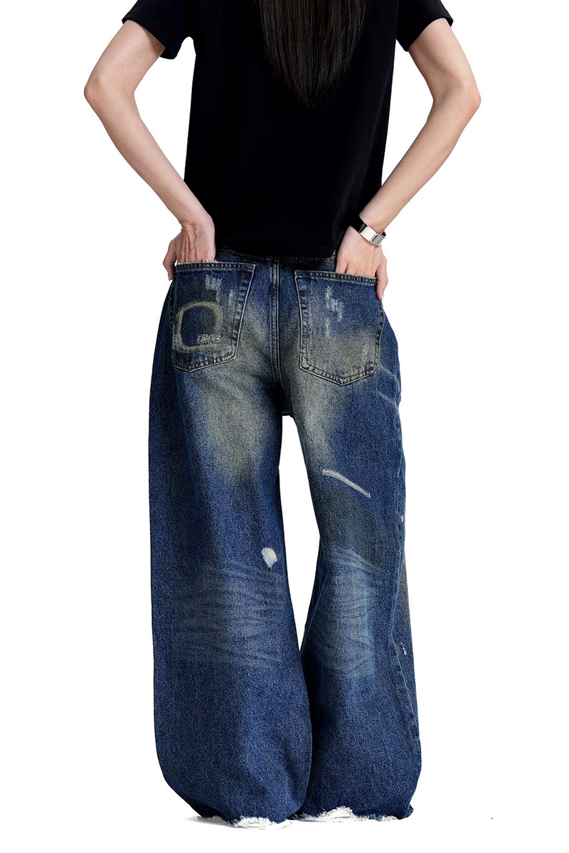 Paint Splatter Wide Jeans