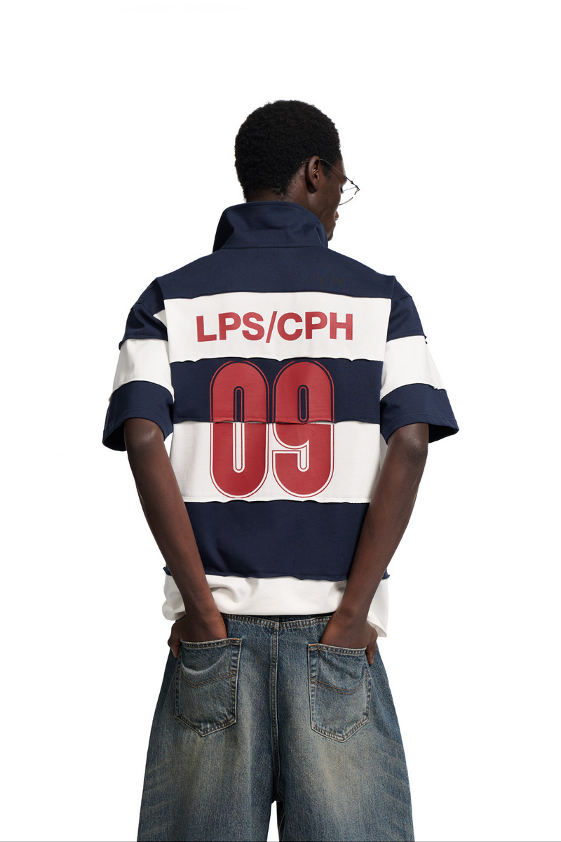 Distressed Striped Polo Shirt