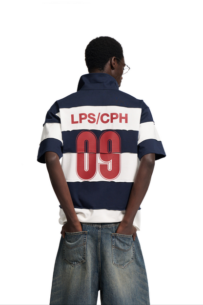 Distressed Striped Polo Shirt