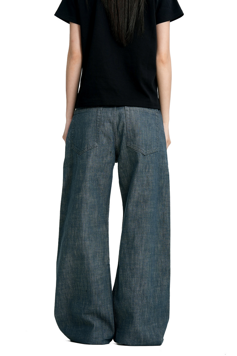 Aqua Stitch Barrel Jeans