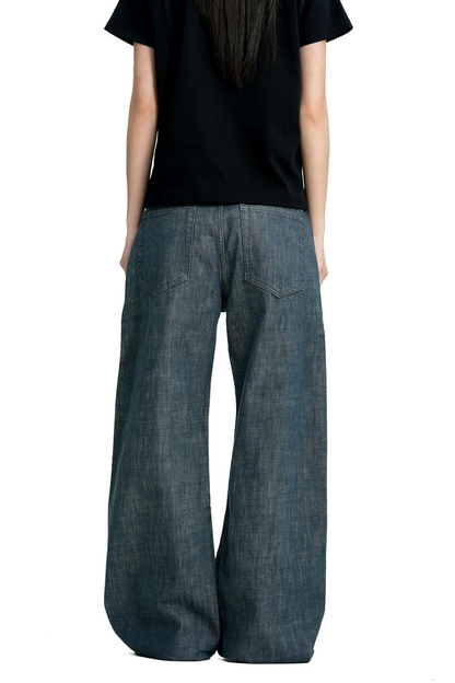 Aqua Stitch Barrel Jeans