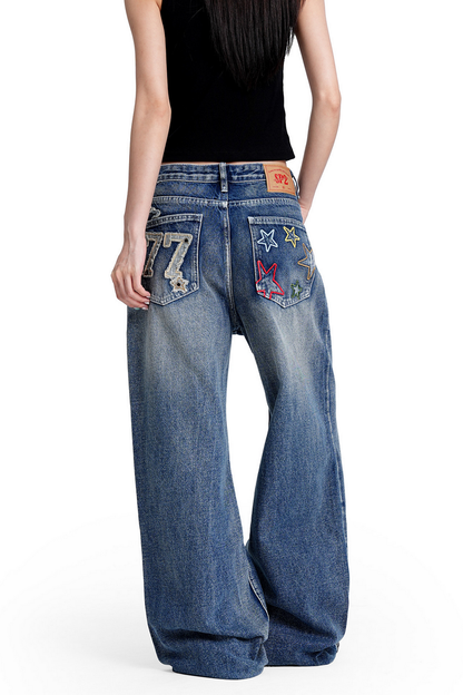 Star Embroidered Jeans