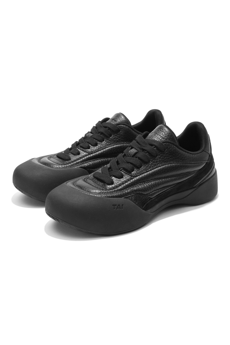 Curved Leather Platform Sneakers