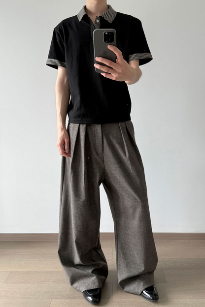 Houndstooth Suede Wide Pants