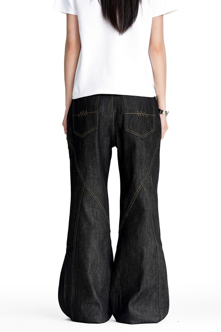 Deconstructed Raw Denim Jeans — Trenqor Basics — view 3