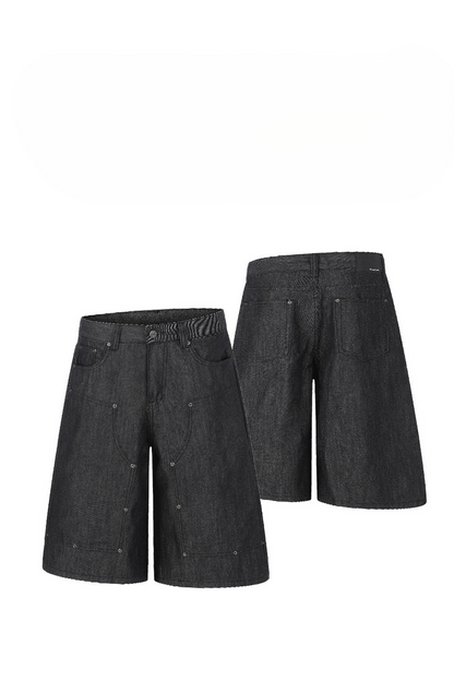 Wide Leg Raw Denim Shorts