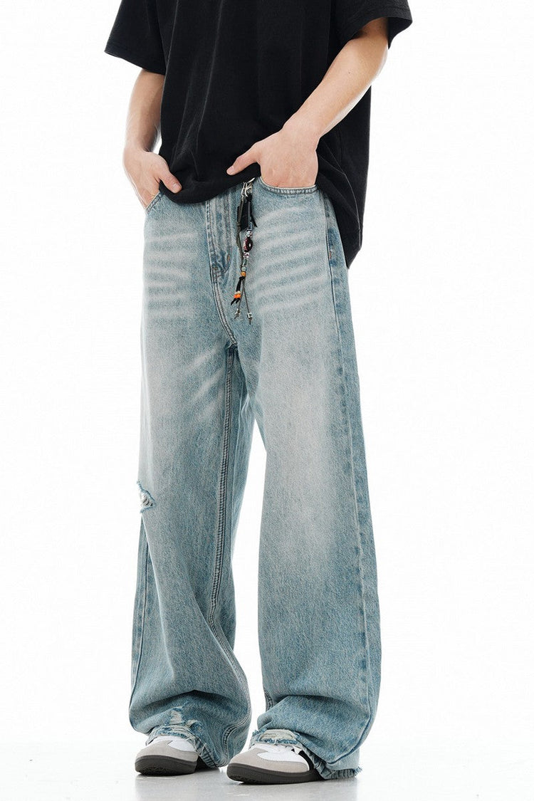 Distressed Light Wash Jeans — Trenqor Basics — view 2