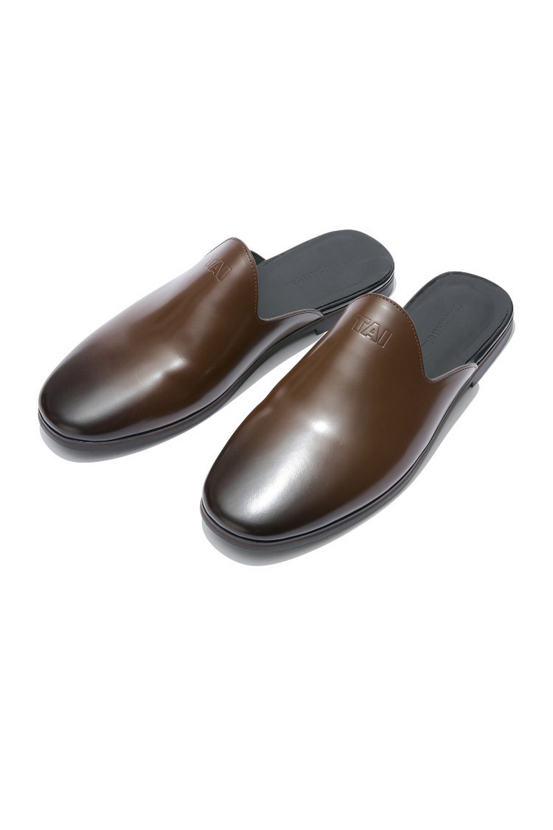 Smoked Leather Mule Clogs