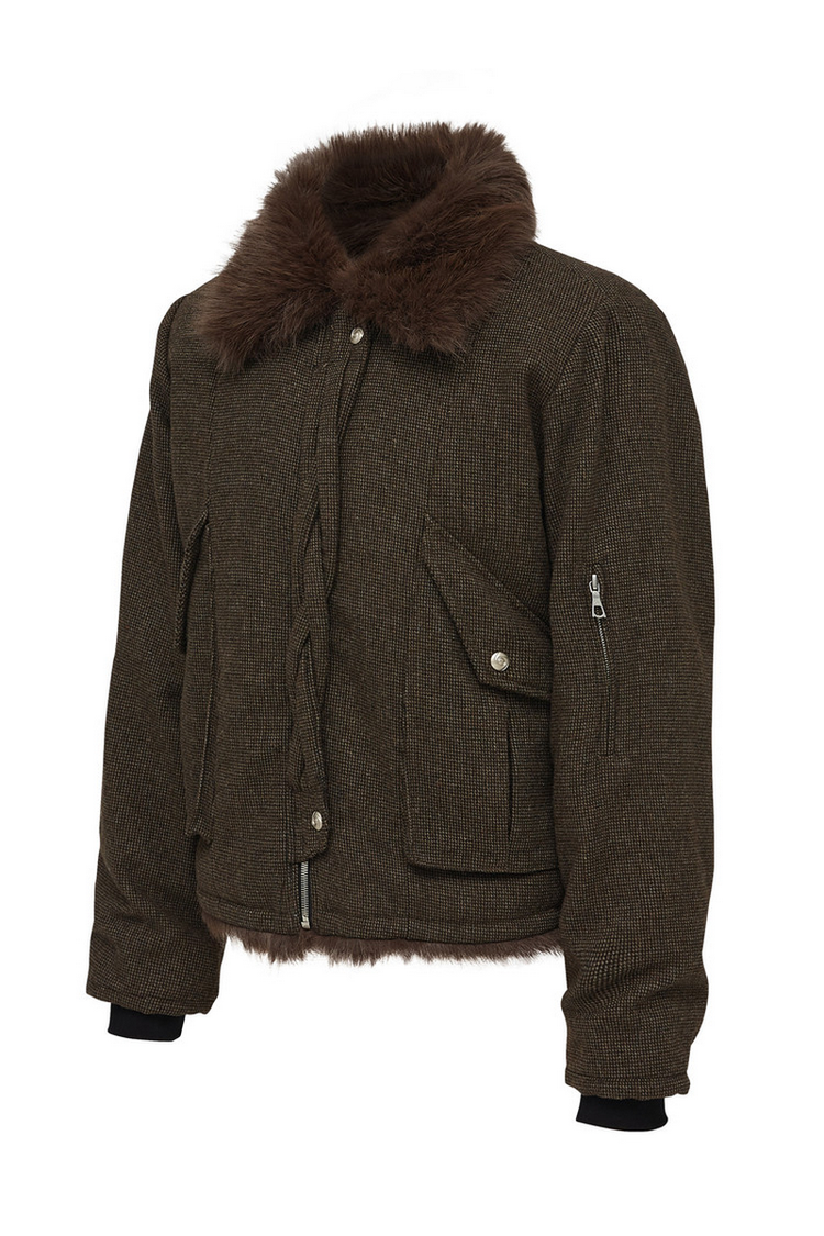 Fur Collar Wool Jacket — Taichiism — view 3