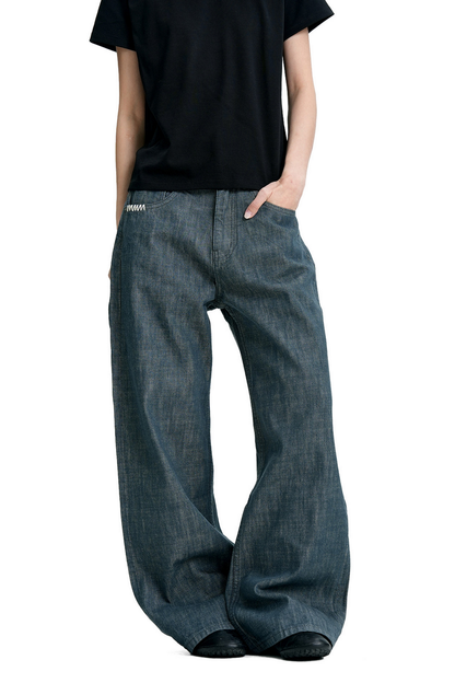 Aqua Stitch Barrel Jeans