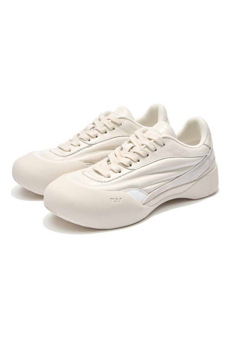 Curved Leather Platform Sneakers
