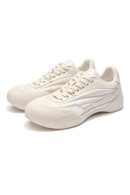 Curved Leather Platform Sneakers