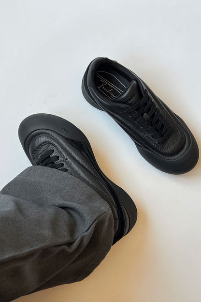 Curved Leather Platform Sneakers