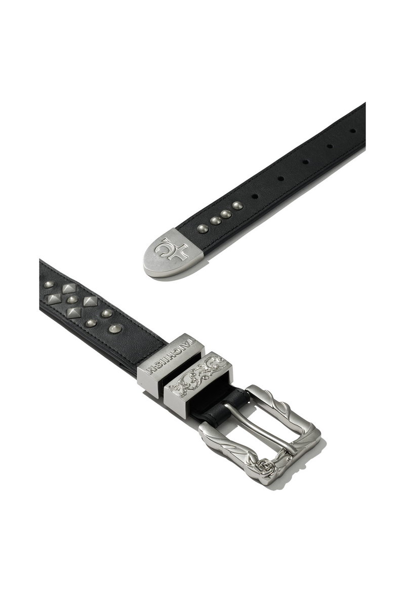 Embossed Leather Stud Belt