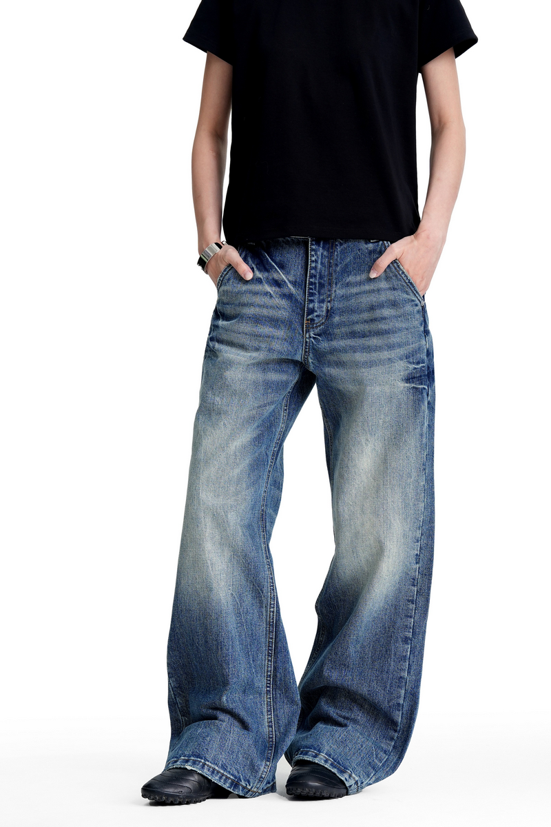 Whiskered Straight Bootcut Jeans