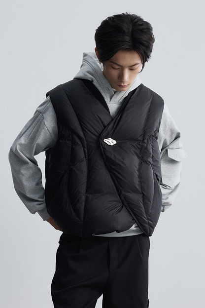 Ribbed Collar Down Vest