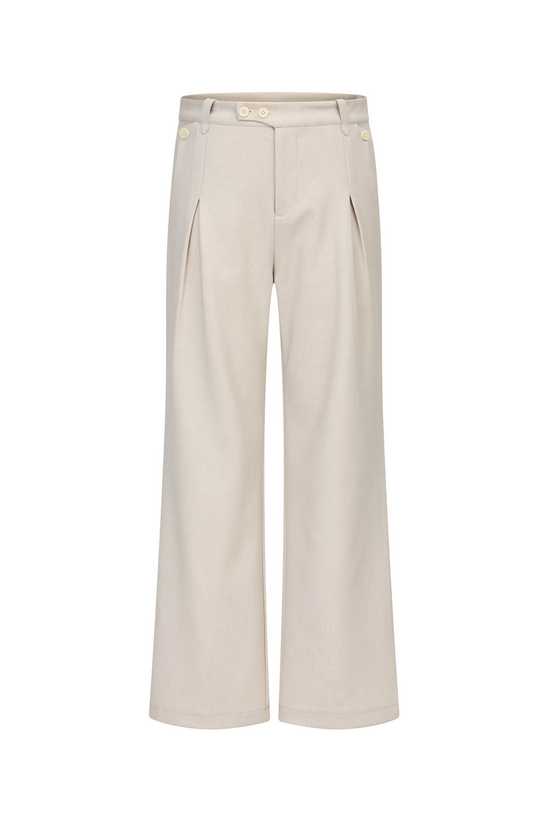 Linen Pleated Wide Pants