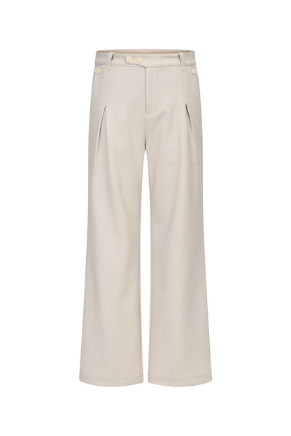 Linen Pleated Wide Pants