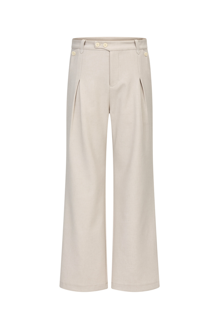 Linen Pleated Wide Pants — Taichiism — view 3