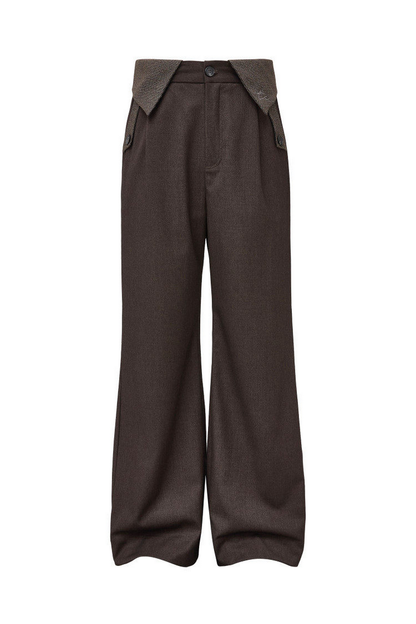Houndstooth Wool Wide Pants