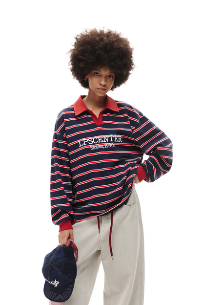 Striped Long Sleeve Polo