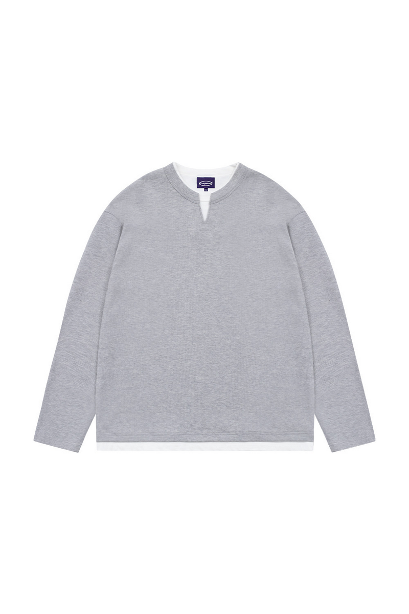 Layered V Neck Waffle Shirt