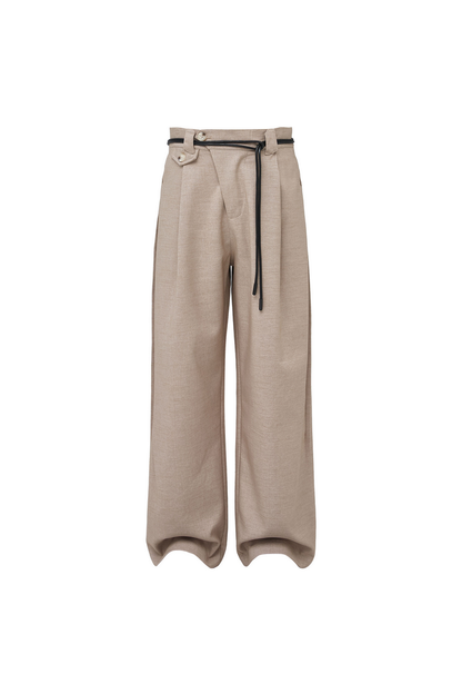 Linen Drawstring Wide Pants