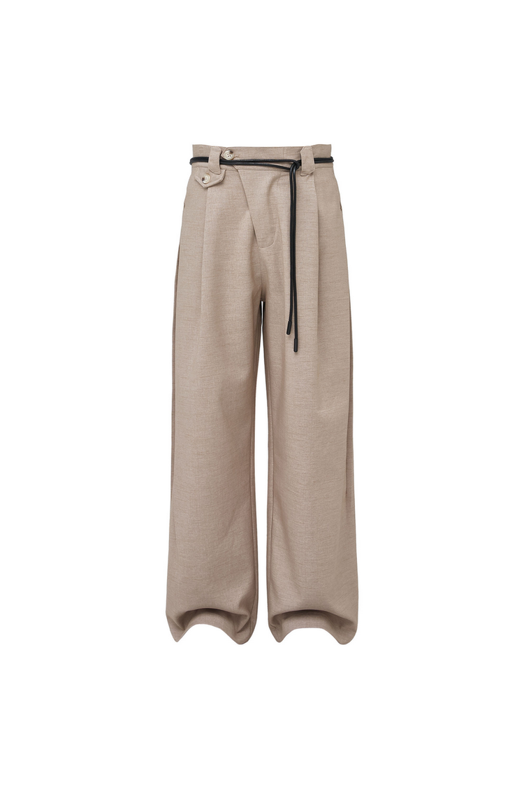 Linen Drawstring Wide Pants — Taichiism — view 4