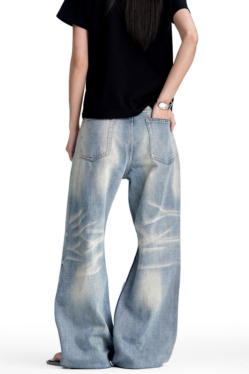 Faded Whisker Wash Bootcut Jeans
