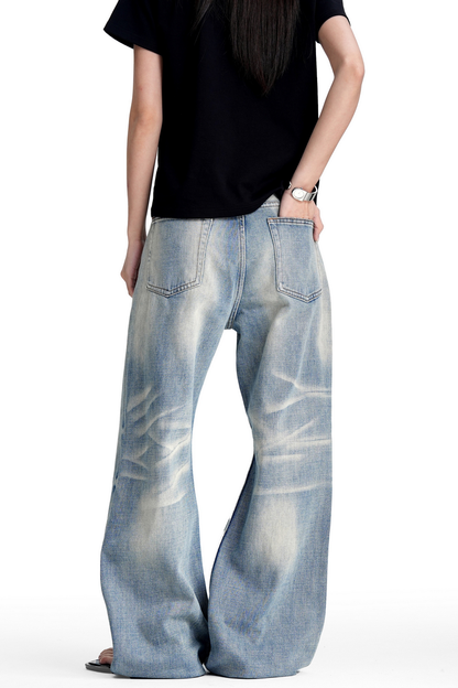 Faded Whisker Wash Bootcut Jeans