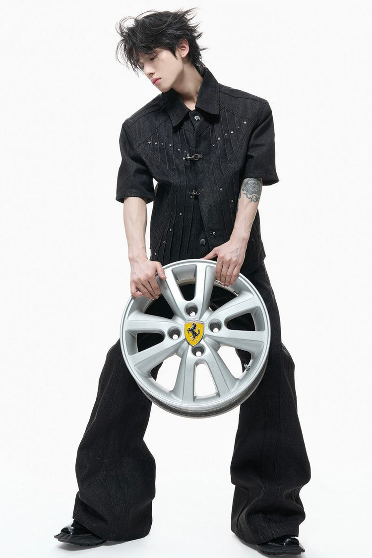 Wrinkled Layered Jeans — Argue Culture — view 3