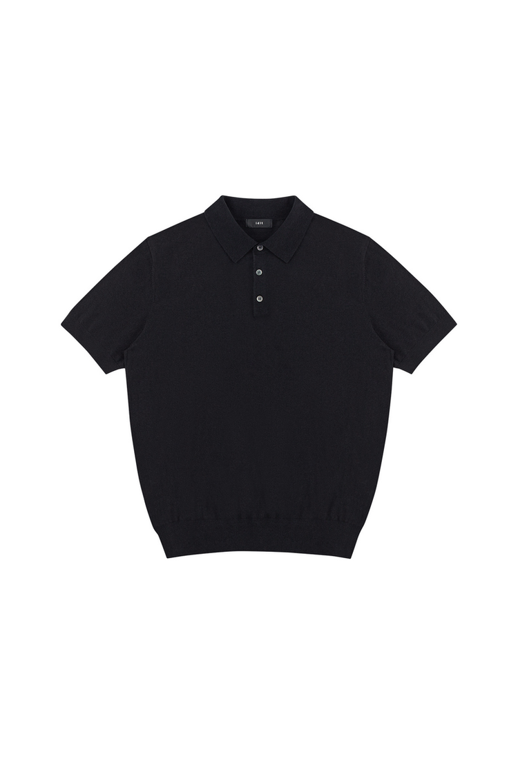 Linen Knit Polo Shirt — IDLT — view 3