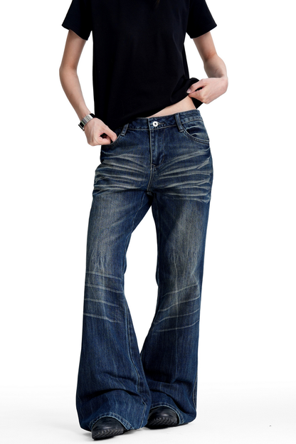 Whiskered Bootcut Flare Jeans