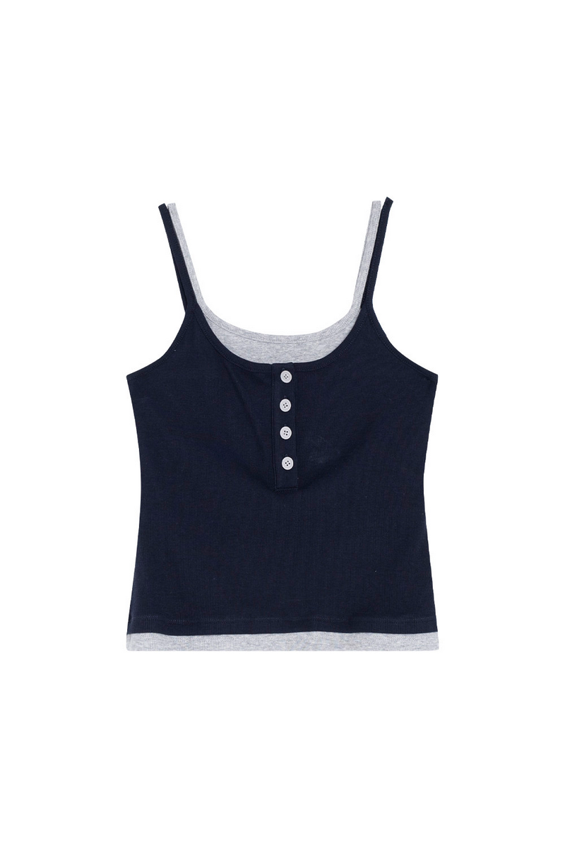 Layered Contrast Strap Tank