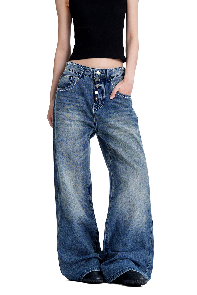 Button Washed Jeans