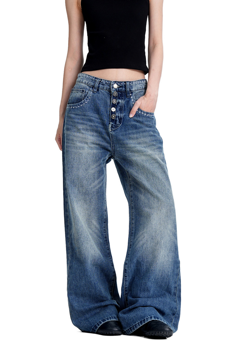 Button Washed Jeans — Trenqor Basics