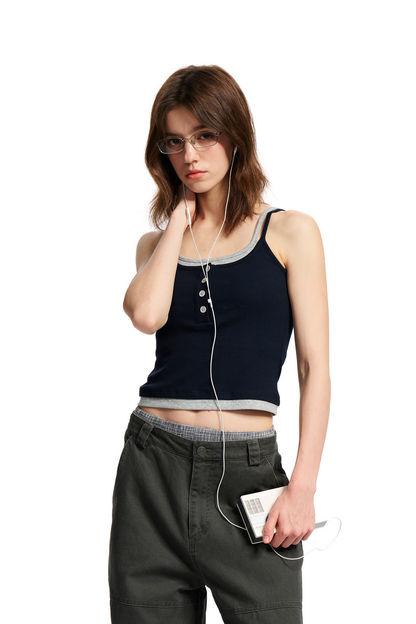 Layered Contrast Strap Tank