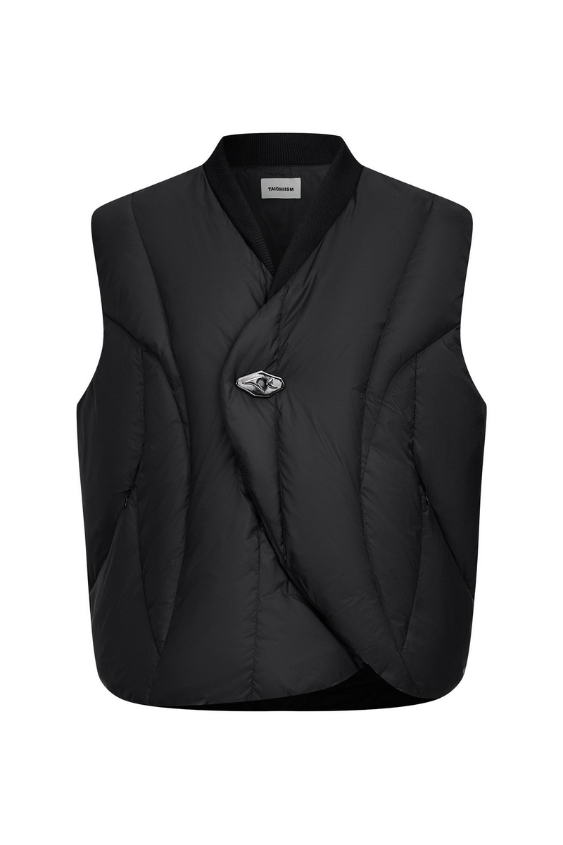 Ribbed Collar Down Vest