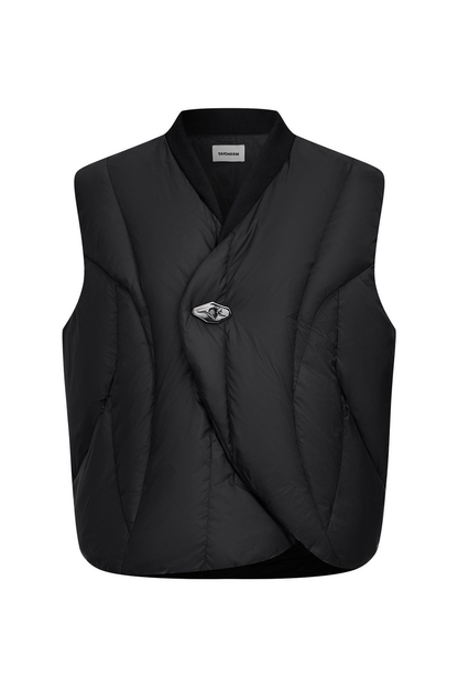 Ribbed Collar Down Vest