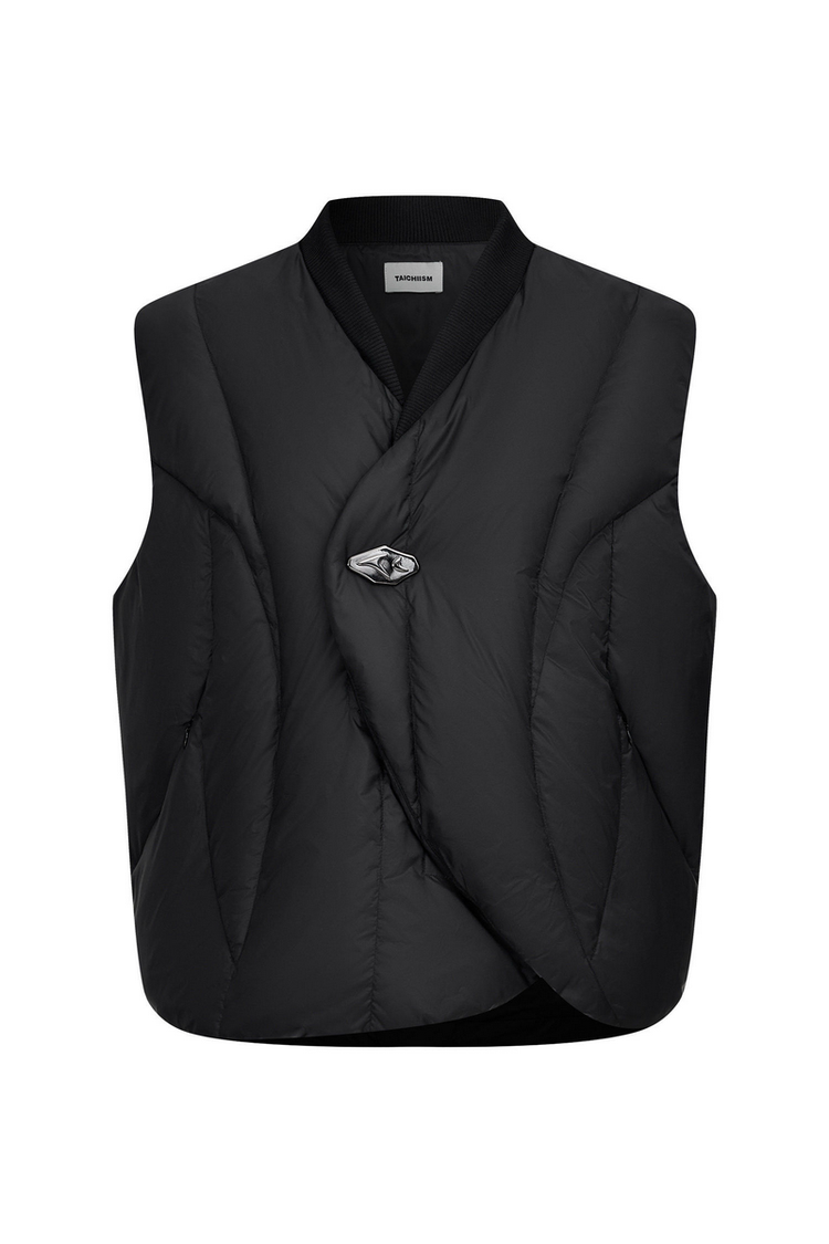 Ribbed Collar Down Vest — Taichiism — view 6
