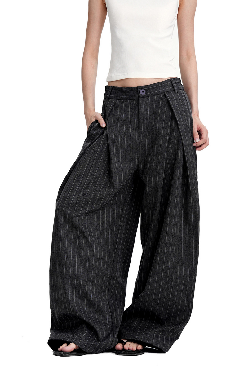 Striped Pleated Trousers