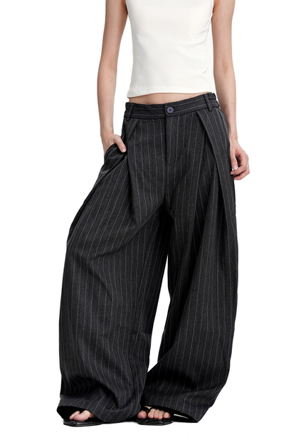 Striped Pleated Trousers